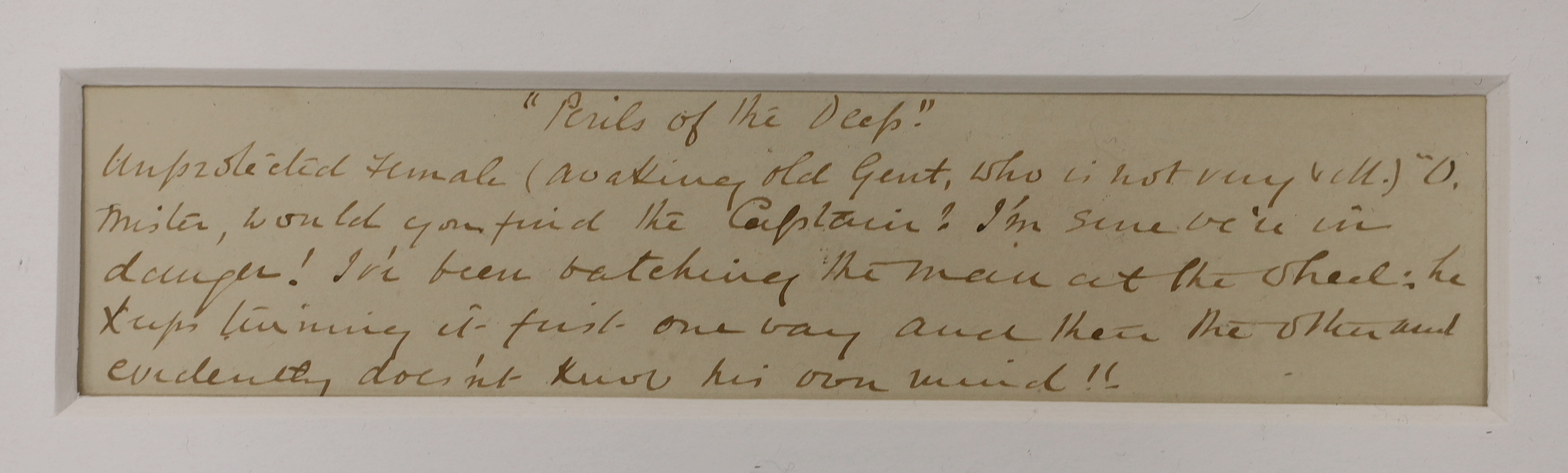 English school, late 19th century, watercolour, Perils of the Deep, inscribed title and verse in ink, Image only 10.5 x 16 cm